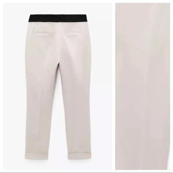 NWT. Zara Cream Jogger Waist Mid-rise Tapered Pants. Size S. - Picture 7 of 7